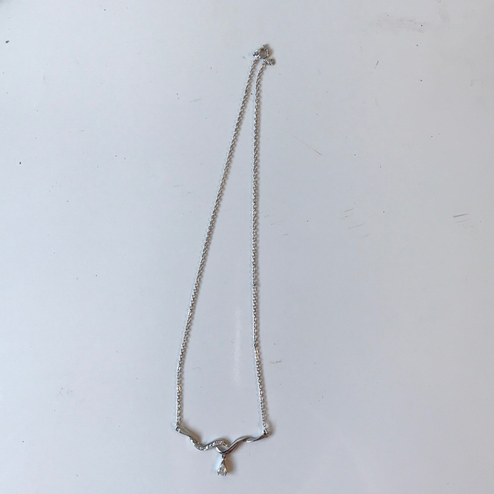 Silver faux diamond necklace